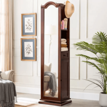 전신거울행거 일체형 의류 이동식 수납 피팅 옷걸이, 네., 앵두색