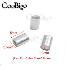 100pc 알루미늄 케이블 크림프 슬리브 와이어 스톱 페럴 스네어 로프 클립 스웨이지 트랩 배럴 M0.8 M1.0 M1.2 M1.5 M2 M2.5 M3 M4 M5 M6 M8, [01] M0.8