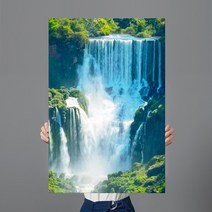 풍수 지리 돈 들어오는 폭포 그림 액자, 18.절경 이과수 폭포, 세로형 3호 21x29cm