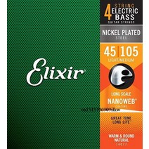 테니스스트링 테니스줄 Elixir 14077 베이스 스트링 4 개대 나노웹 코팅 니켈 도금 스틸 베이스 스트링.045-.105 베이스 기타 액세서리
