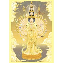 관세음 보살 족자 그림 천수천안 관음보살 불상화 수정거상 권축괘화 인화지 소봉 불당화, 6인치인화지소봉16X11cm