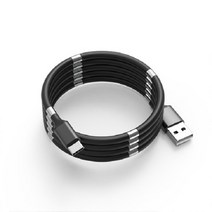 슈퍼칼라 마그네틱 고속충전케이블 줄꼬임 방지 자석정리, USBC타입 블랙 1m