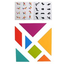 QDY 교실 어린이 유아를 위한 카드가 있는 기하학적 블록 패턴 블록, 14cmx14cmx1cm, 다색, 목재