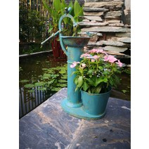 ANKRIC 화분 복고풍 빈티지 정원소품 수도꼭지 펌프 철제화분 발코니장식 안뜰장식 옥상정원꾸미기 발코니꾸미기, 푸른