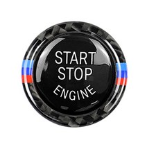 엔진 시작 중지 버튼 교체 커버 + 탄소 섬유 점화 스위치 트림 링 스티커 BMW E90 E92 E93 320i 자동차 인, 01 MBlack