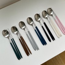 골든벨 수저세트 로마 한식 젓가락 숟가락 신혼 부부 집들이선물 예쁜 수저 커트러리 세트, 핑크