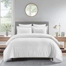 HYBD 보헤미안 이불 커버 세트 퀸 사이즈 사계절용 침구 3피스 자수 섀비 시크 홈 화이트 228 6 x 6cm(90 90인치)