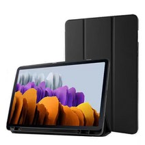 GSB 갤럭시탭 S펜 수납 파스텔 스마트 커버 케이스, 사틴 블랙