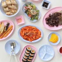 파스텔 마블 멜라민 분식 그릇 17종 2color 식기 컵 그릇, 짬뽕기, 베이비블루