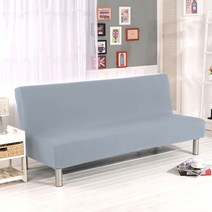 21 무방비 소파 침대 커버 유니버설 크기 스판 싼 빨 수 이동식 Slipcovers 거실, L Size 185-215cm, Silver