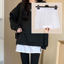 여성 티셔츠순위 탑텐 브랜드 디자인 티셔츠 여성 공용 티셔츠 레이어드 밴딩 면 페이크 스커트