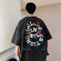 남자반팔티 여자 오버핏 박스 반팔 티셔츠 미국 패션 브랜드 워시 올드 헤비 남성 여름