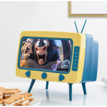 감성 레트로 TV 티슈케이스 스마트폰 거치대 답례품 판촉물 기념품 행사선물 돌잔치 소량주문가능, 옐로우