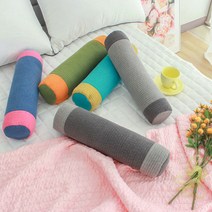 국내산 천연메밀 순면 원형 경추베개 높낮이조절 목베개, 블루