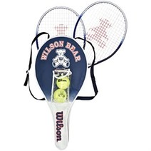 Wilson 윌슨 테니스 라켓 세트 베어 라켓 2개 볼 2개 21인치 유아초등학교 저학년용