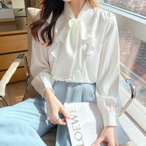 블라우스 프릴블라우스 프릴셔츠 박민영블라우스 로맨틱 스타일 벌룬 셔츠 새틴블라우스