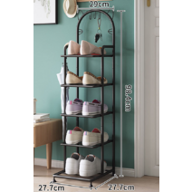 신발 선반 신발장 5단 선반 정리대 수납 현관 좁은현관 디자인템 집꾸미기 실내화 슬리퍼, 흑사무늬 5겹 높이 98.4 cm