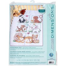 Dimensions 스탬프 십자수 동물 DIY 퀼트 키트 86.4cm x 109.8cm(34인치 x213904