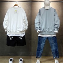 오버홀릭 오버홀릭 오버핏 워런티 맨투맨 남자 긴팔 티셔츠 티