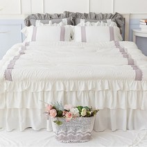 류금숙 여자의 마음 바이오워싱 광목프릴 차렵이불 베개 프릴침대커버 세트