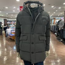 트레몰로 (주)세정 겨울 추운 날씨에는 모자 있는 점퍼가 딱! 후드 롱 기장 울트라 웜 덕 다운 다크그린 오리털 패딩 점퍼 TRNKDWWA436 -7881
