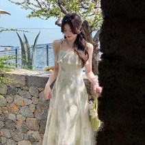 여자나시 롱 스커트 슬림핏 쉬폰 민소매 원피스
