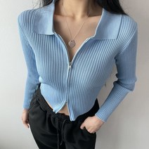 슬림핏 지퍼 오픈클로징 포인트 크롭 카라 집업 4컬러