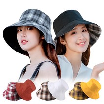 체크 양면 벙거지_다운 버킷햇 남여공용