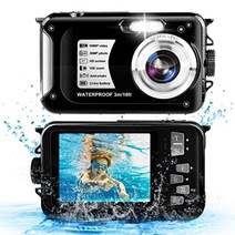 YISENCE 방수 카메라 디지털 카메라 방수 수중 카메라 디지털 카메라 방수 3미터 방수 풀 HD 1080P 30 MP 16배 디지털 줌 동영상 & 사진 연속 촬영 컴팩트 어린이용 방수 카메라 생일 선물 블랙(black), 블랙