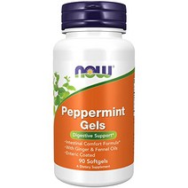 NOW Supplements Peppermint Gels with Ginger Fennel Oils Enteric Coated Digestive Support 90 Sof, 1