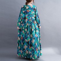 가을 빅사이즈 여성 자연주의 꽃 무늬 프린트 원피스 휴가 호캉스 보헤미안 집시룩 연예인