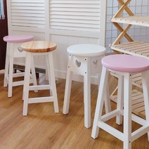 가구야히메 원목 원형 스툴 모음 인테리어 의자, 하트원형스툴 핑크