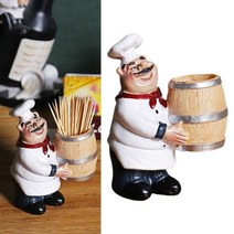 동물 조형물 장식 요리사 동상 이쑤시개 홀더 조각 장식 요리 예술 탁상 카운터 탑 레스토랑에 대한 참신