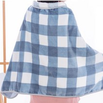 가벼운 똑딱이 무릎담요 120X80cm 경량 허리 망토 사무실담요 블루체크 재재데이