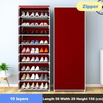 다층 신발장 간단한 방진 홈 공간 절약형 실내 조립 부직포 지퍼 폐쇄형 보관 신발장, jh-10l 지퍼