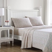 Laura Ashley Home - 풀 시트 면 퍼케일 침구 세트 산뜻하고 멋진 홈 데코 러브스톤 핑크 풀
