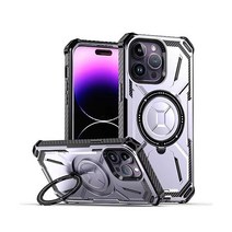 lefeda lefteda 마그네틱 케이스 아이폰 15 Pro Max/15 Plus/15 충격방지 군용 무선 충전 보호 360° 회전식 링 스탠드 커버 녹색 Max 6.7