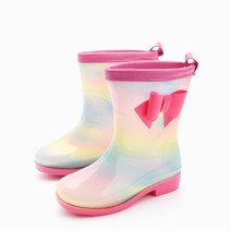 스위프 무지개컬러 핑크리본 포인트 유아 키즈 아동 여아장화