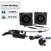 미니 욕실 환풍기 이동식 창문 120MM 터보 송풍기 팬 12V DC 암 커넥터 12cm 120x120x32mm 12032 원심 냉각 팬 AC 100V 220V 전원 어댑터 포함, 2 Fans with UK Plug, 2 Fans with UK Plug