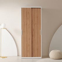 동서가구 이즈 데이브 1200 긴옷행거 슬라이딩 옷장, 04_800 행거 슬라이딩 옷장 IFO134, 화이트-내추럴