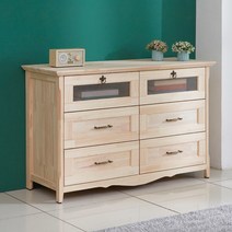 [로쏘] 모던클래식 원목 3단 와이드 서랍장, 색상:그레이오크