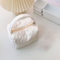마카롱 컬러 퀼트 러브 베개 가방 귀여운 지퍼 대용량 화장품 가방 부드러운 미니 핸드백, T02-화이트