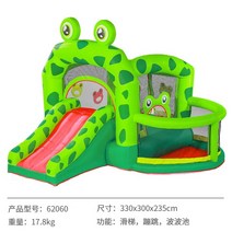 HJ 에어바운스 에어풀장 워터슬라이드 물놀이 실내 볼풀장 수영장 놀이터 워터파크, 【62060】개구리왕자330x300x235cm