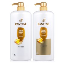 팬틴 대용량 샴푸린스 2종 모이스처 극손상 샴푸 컨디셔너 1200ML 2개