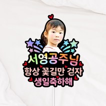 디자인 두둥 칼라 생일 생신 돌 백일 환갑 사진토퍼, 무지개A+핑크