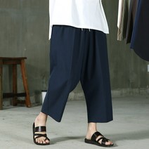 알에스티 남성용 린넨 와이드 밴딩 9부 팬츠