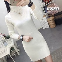 Makone 상표등록 Makone 상표등록 여성 목폴라넥 7컬러 슬림핏 스웨터 니트 미니 원피스