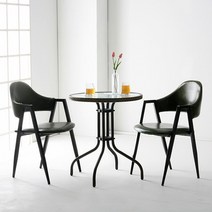 베스트리빙 러브 브래드 부부테이블세트/테이블+의자2개 2color, 블랙