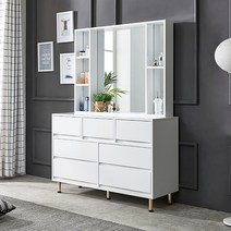 클라라 1200 와이드 3단 화장대 서랍장/LPM하이그로시, 그레이+화이트