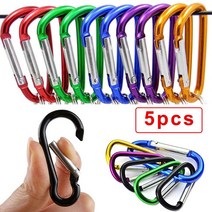 20pcs 미니 Carabiner 키 체인 알루미늄 합금 D-링 버클 봄 스냅 훅 클립 야외 캠핑 매일 사용, [04] 5pcs Multicolor